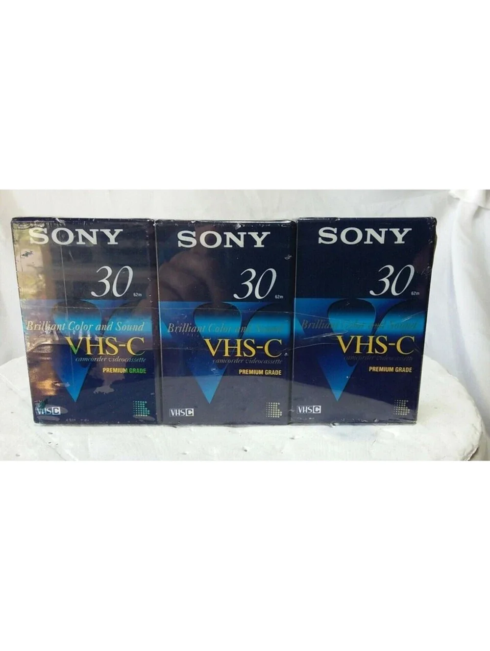 Sony TC-30VHGL VHS-C Premium Video Tape 30min 3-Pack New Sealed Camcorder Lot